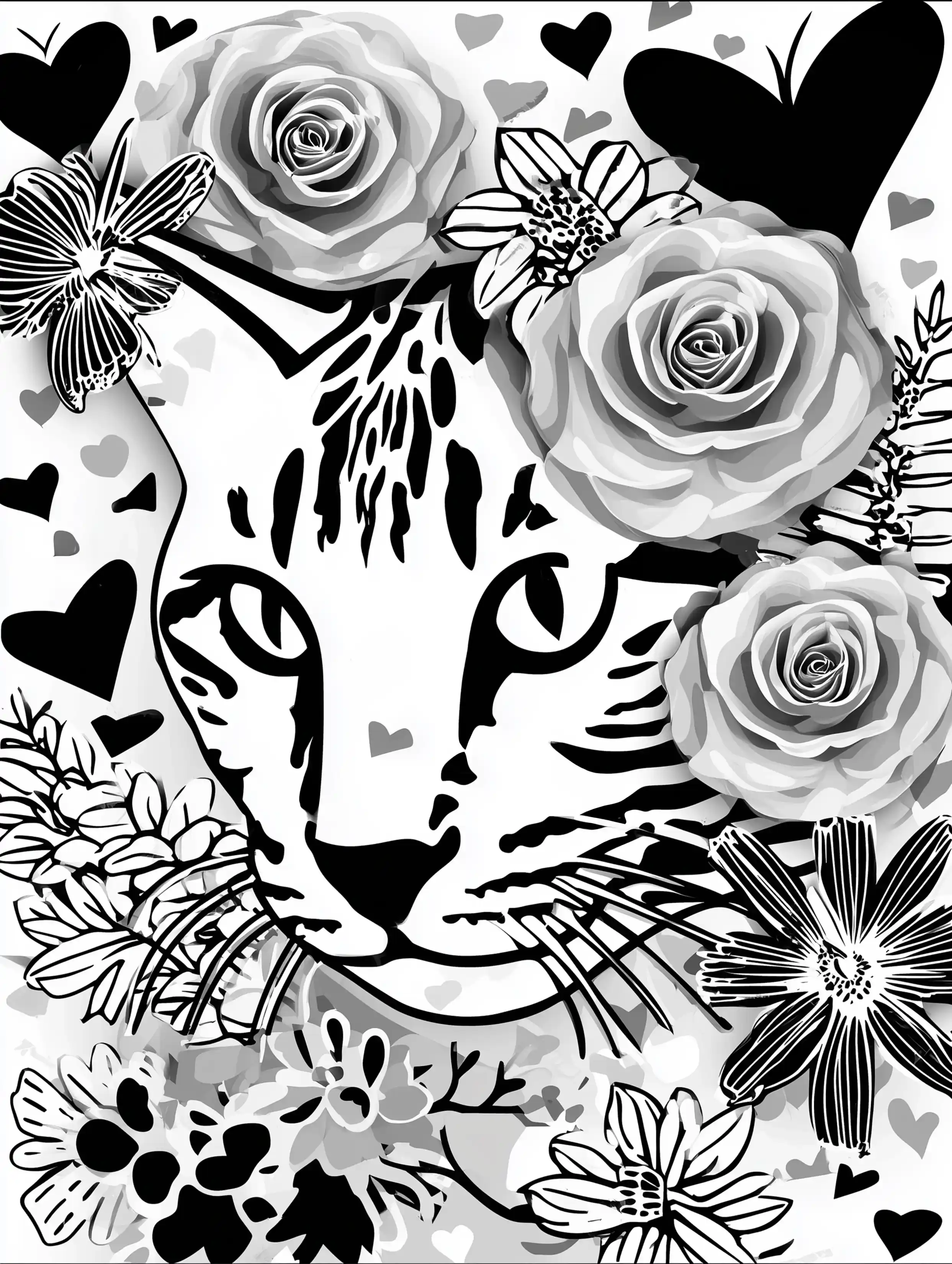 Free printable cats coloring page featuring a cat peeking through